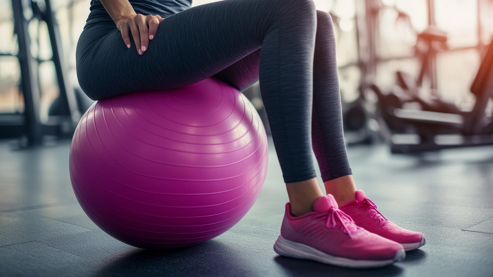 Frau macht Beckenbodentraining mit Gymnastikball