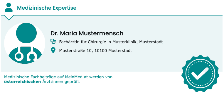 Box mit den Kontaktdaten einer medizinischen Expertin