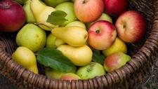 Äpfel und Birnen in einem Korb